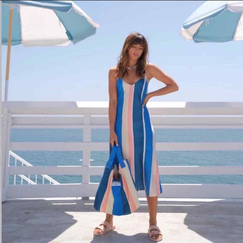 Lemlem- H&M Striped Blue and Pink Midi Dress